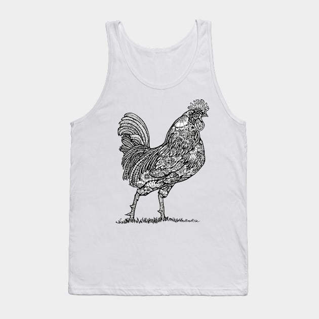 Floral Rooster Tank Top by BlackSheepArts